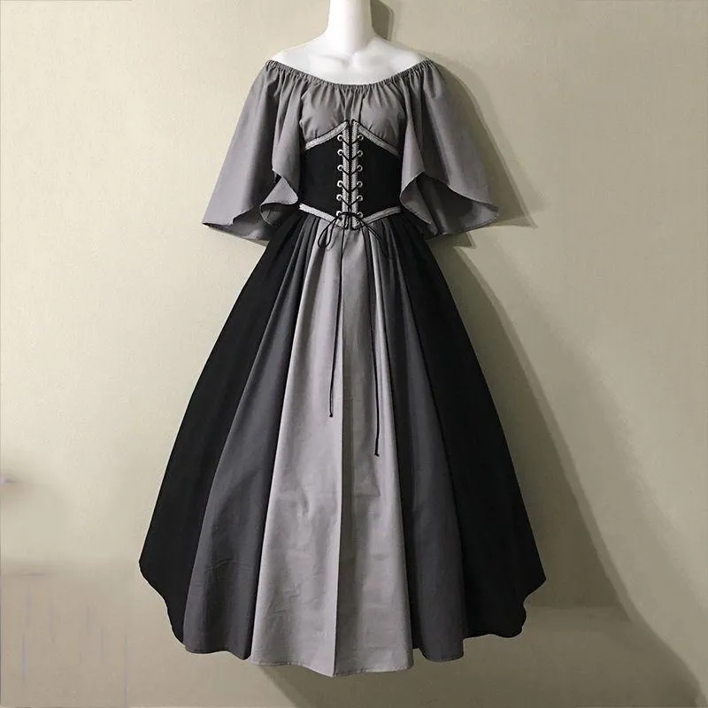 Women off shoulder color block short sleeve party dresses