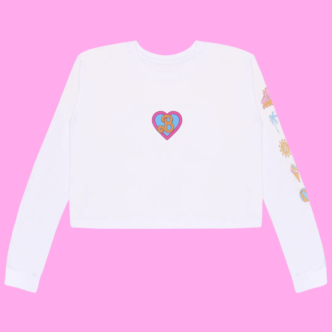 Womens Barbie Long Sleeve Crop Top