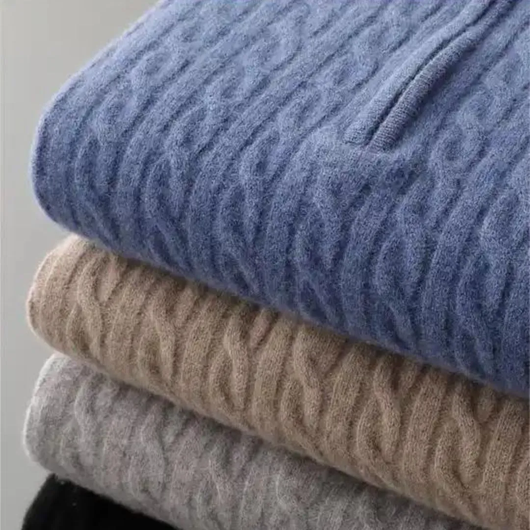 Woven Half Zip Sweater - 100% Cashmere